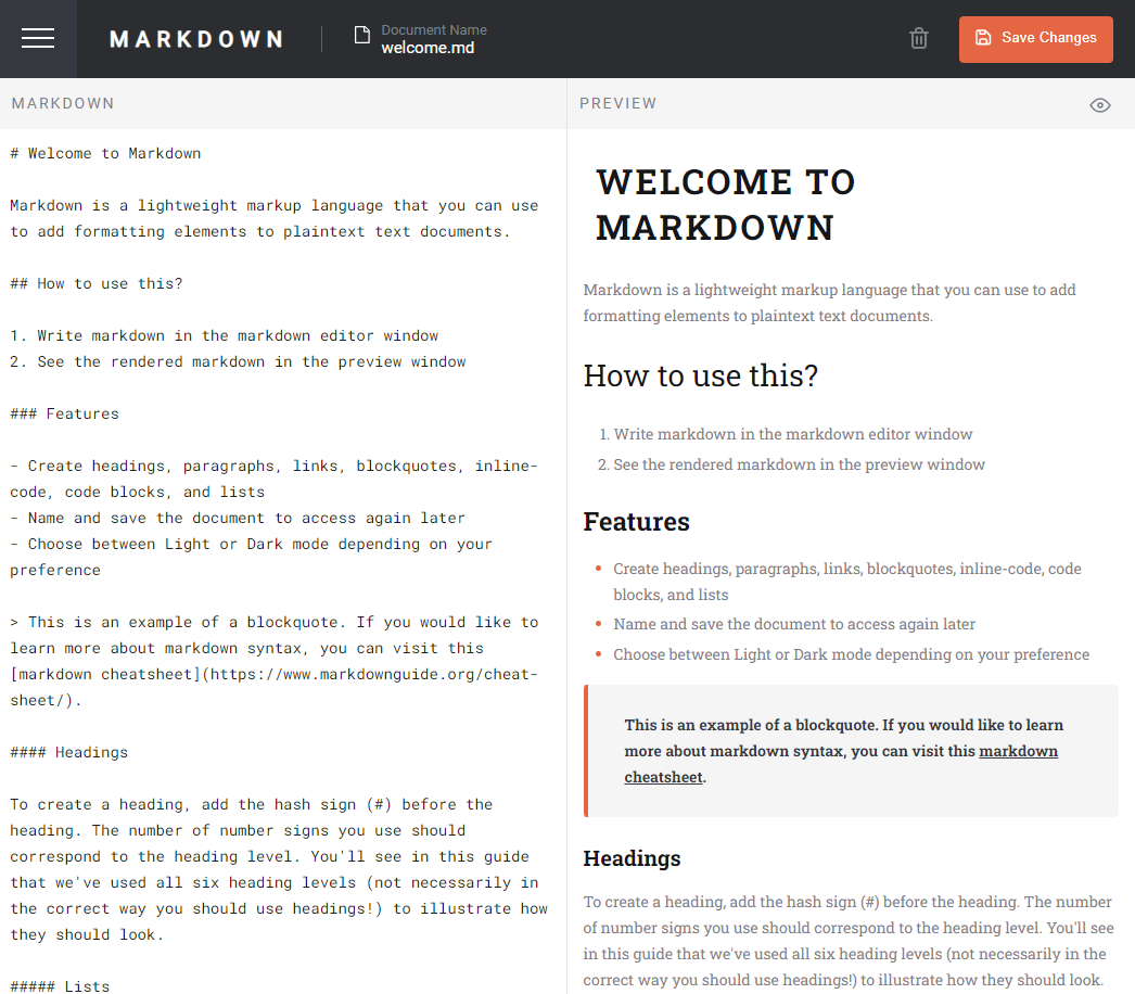 Markdown Editor App Screenshot